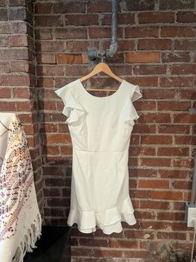 Lily Cream Ruffle-Trim Mini Dress